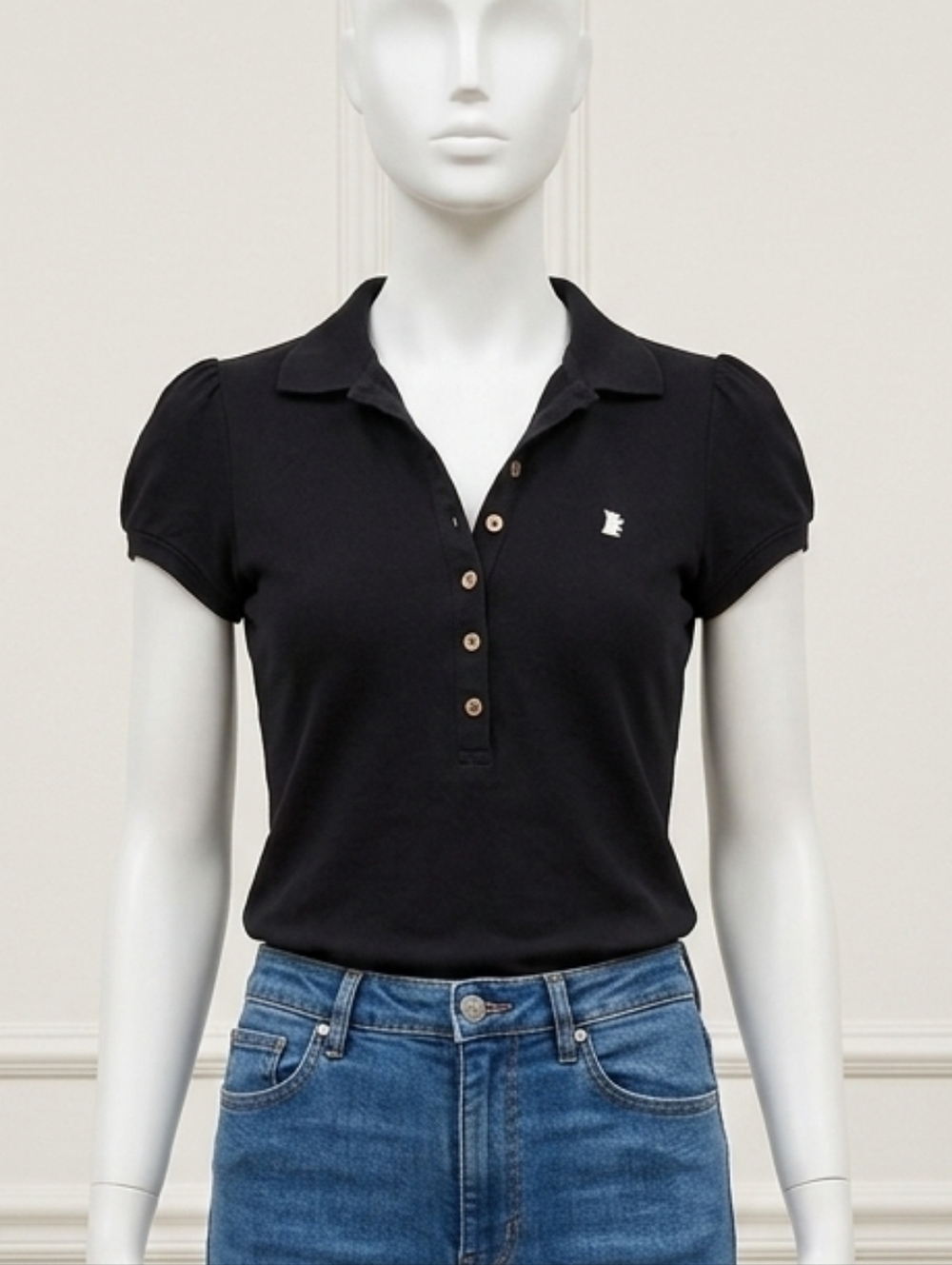 Juicy Couture Short Sleeve button front polo shirt Size LARGE